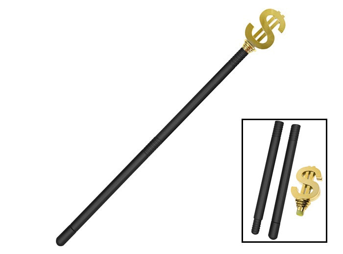 canne noire avec dollar géant or 3pcs 85cm