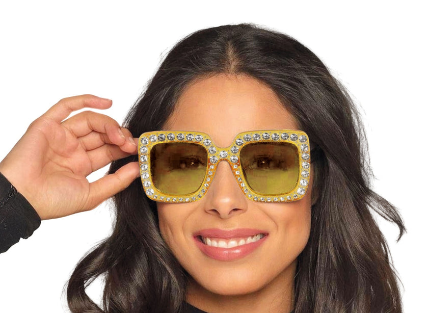 lunettes vintage or avec faux brillants adulte