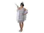 robe charleston avec franges argent 2pcs femme taille s/m