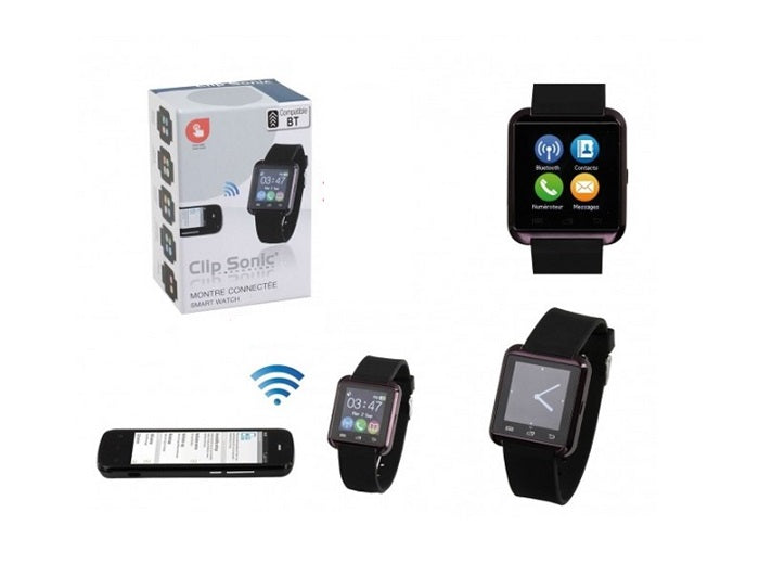 montre connectée tactile clip sonic noire