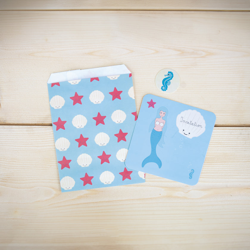 SET 8 INVITATIONS UNDER THE SEA