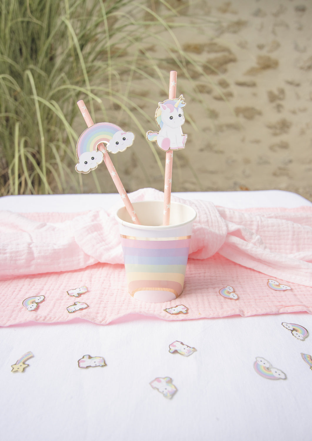 SET 10 PAILLES ROSES BABY LICORNE