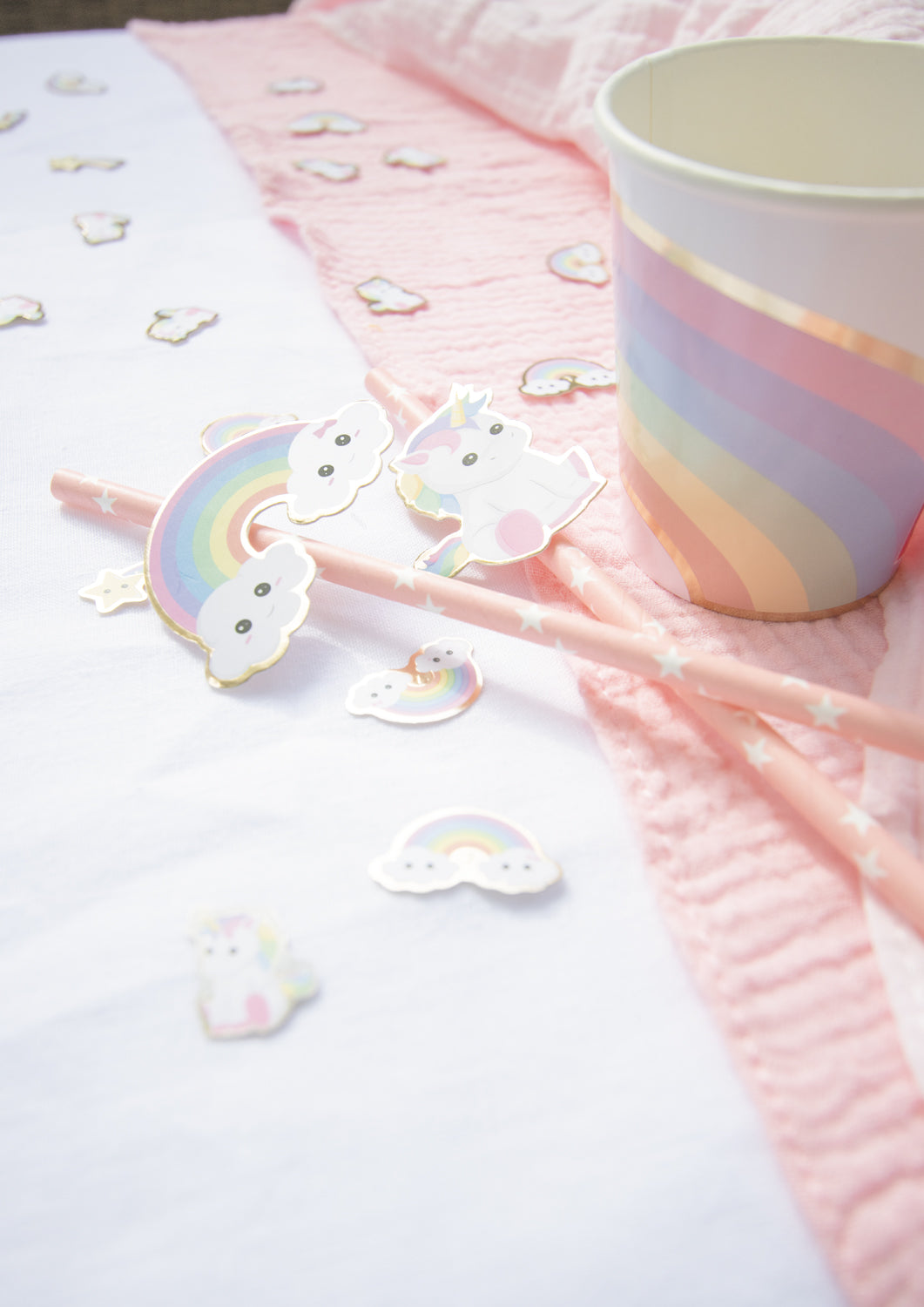 SET 10 PAILLES ROSES BABY LICORNE