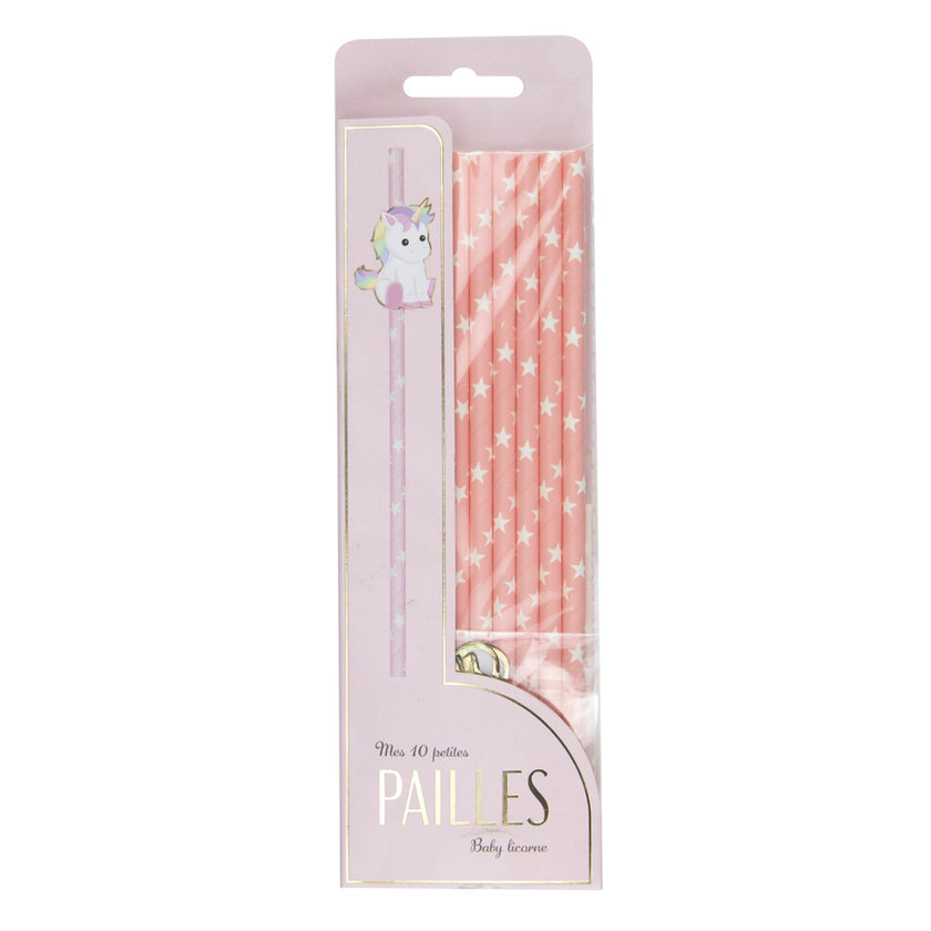 SET 10 PAILLES ROSES BABY LICORNE