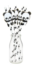 SET 10 PAILLES BLANCHES POIS NOIRS BABY PANDA