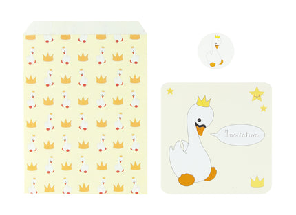 SET 8 INVITATIONS BABY SWAN