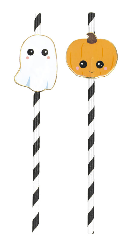SET 10 PAILLES RAYEES NOIRES ET BLANCHES SWEETY HALLOWEEN