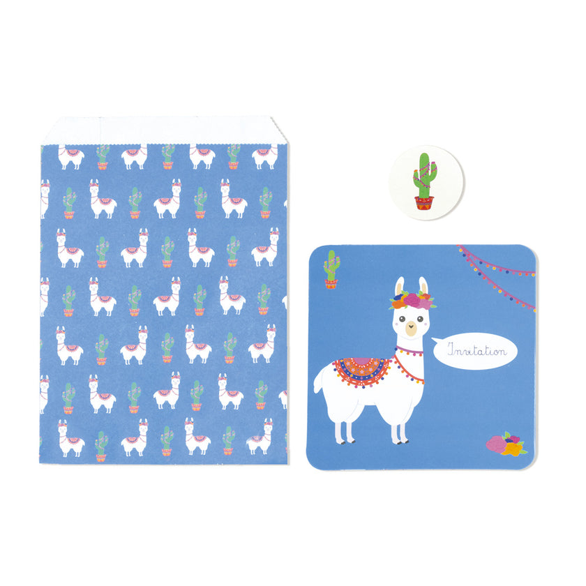 SET 8 INVITATIONS BABY LAMA