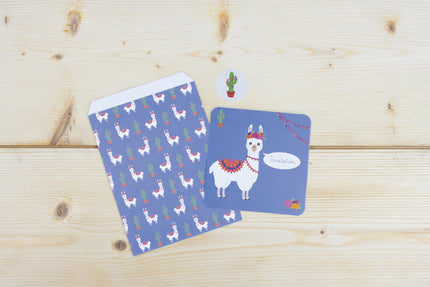 SET 8 INVITATIONS BABY LAMA