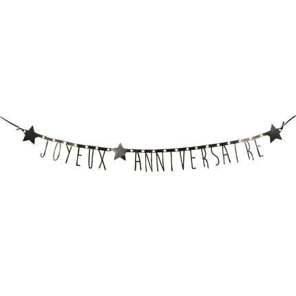 GUIRLANDE LETTRES NOIRES ET OR JOYEUX ANNIVERSAIRE 1.60M