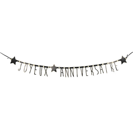 GUIRLANDE LETTRES NOIRES ET OR JOYEUX ANNIVERSAIRE 1.60M