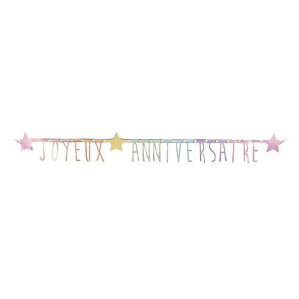 GUIRLANDE LETTRES MULTI ET OR JOYEUX ANNIVERSAIRE 1.60M