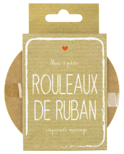 SET DE 3 ROULEAUX DE RUBAN IMPRIME MARIAGE