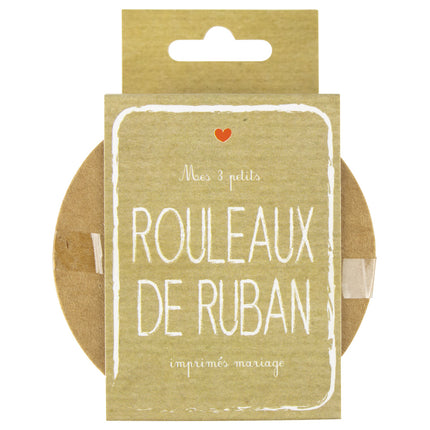 SET DE 3 ROULEAUX DE RUBAN IMPRIME MARIAGE