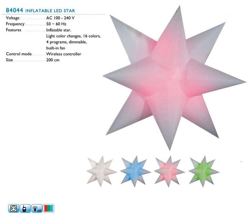 étoile gonflable - star 2m with remote controle and led light
