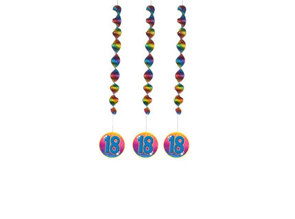 lot de 3 suspensions métallisées anniversaire 18 ans 1m10