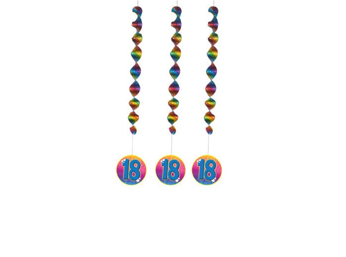 lot de 3 suspensions métallisées anniversaire 18 ans 1m10