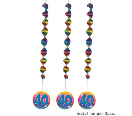 lot de 3 suspensions métallisées anniversaire 40 ans 1m10