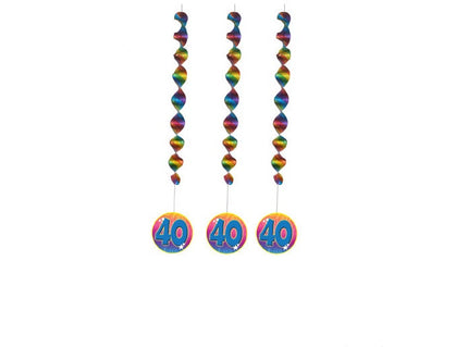 lot de 3 suspensions métallisées anniversaire 40 ans 1m10