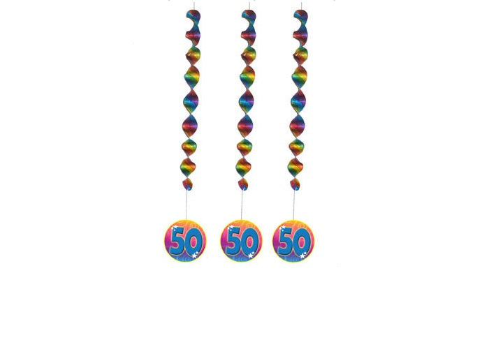 lot de 3 suspensions métallisées anniversaire 50 ans 1m10