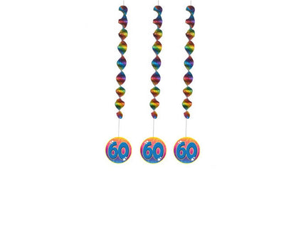 lot de 3 suspensions métallisées anniversaire 60 ans 1m10