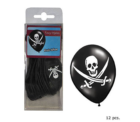 lot de 12 ballons noir pirate 30cm