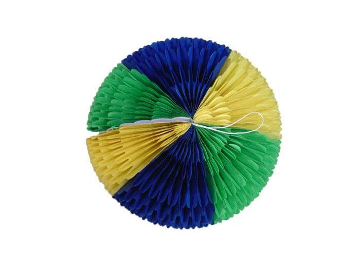 boule festonnée vert jaune bleu 30cm