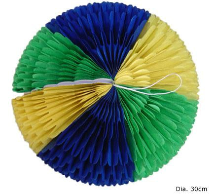 boule festonnée vert jaune bleu 30cm