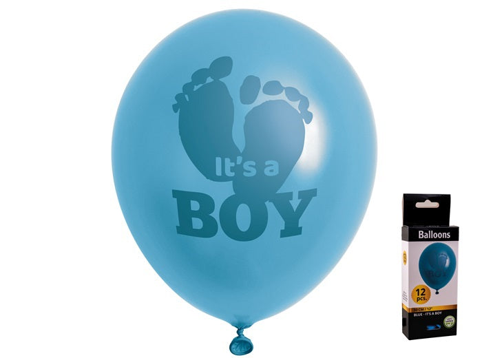 lot de 12 ballons de fête bleu motif it''s a boy 30cm