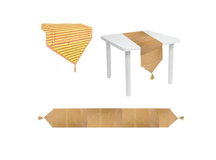 chemin de table effet canisse/bambou avec noeuds 1.5mx28cm