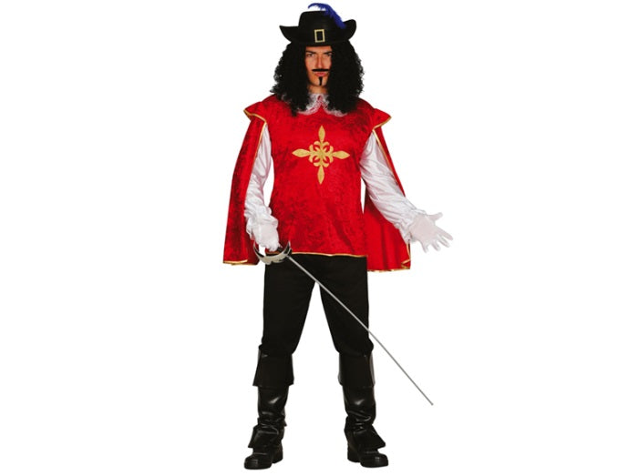 déguisement de mousquetaire rouge blanc 2pcs homme taille l/xl