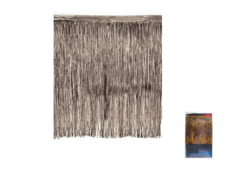 rideau décoration murale metallisé argent 3x2.45m