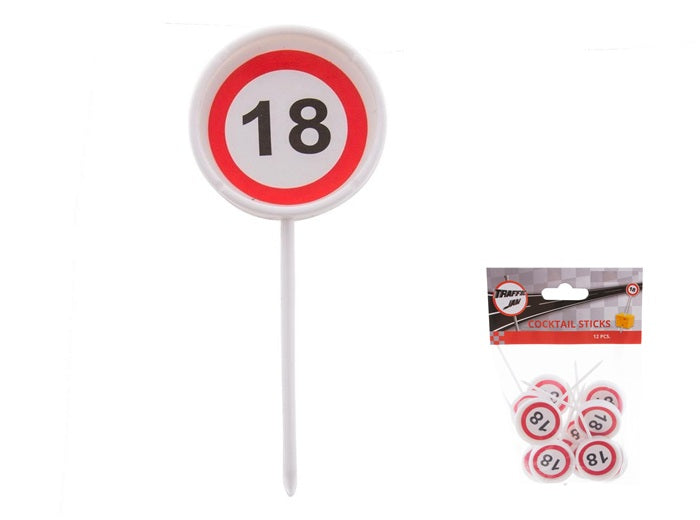 lot de 12 piques apéritif 18 ans 7.5cm