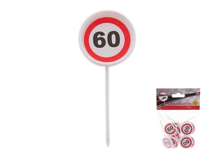 lot de 12 piques apéritif 60 ans 7.5cm