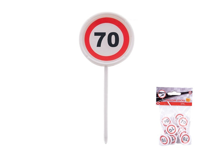 lot de 12 piques apéritif 70 ans 7.5cm