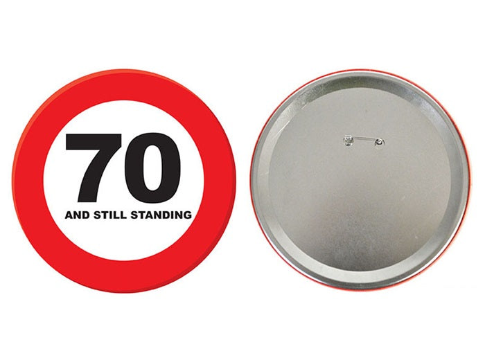 badge métallique géant 70 ans 15cm