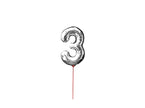 ballon chiffre 3 en aluminium avec bâton 30cm