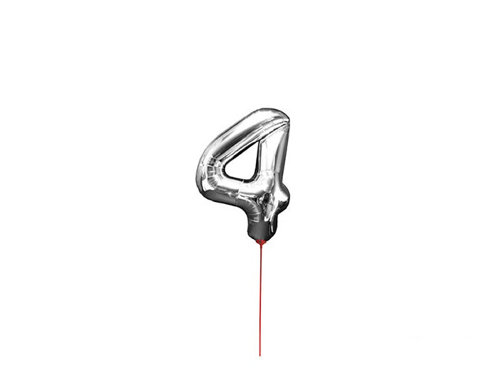 ballon chiffre 4 en aluminium avec bâton 30cm