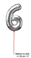 ballon chiffre 6 en aluminium avec bâton 30cm