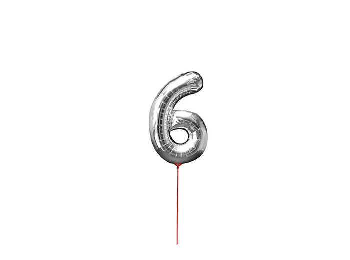 ballon chiffre 6 en aluminium avec bâton 30cm