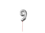 ballon chiffre 9 en aluminium avec bâton 30cm