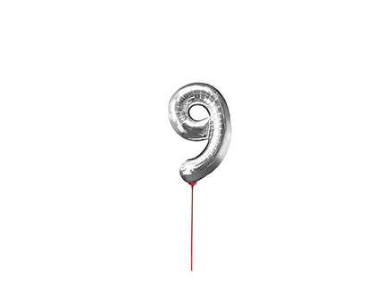 ballon chiffre 9 en aluminium avec bâton 30cm