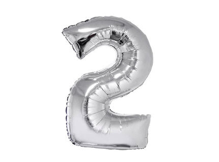 ballon chiffre 2 en aluminium argent 80cm