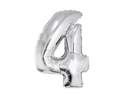 ballon chiffre 4 en aluminium argent 80cm