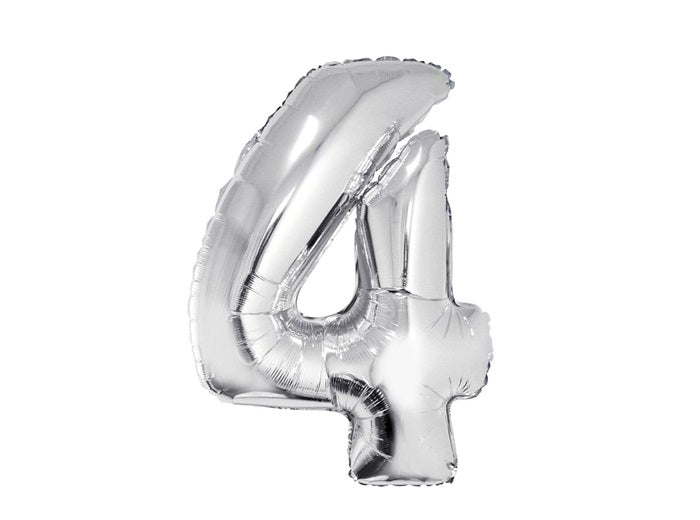 ballon chiffre 4 en aluminium argent 80cm