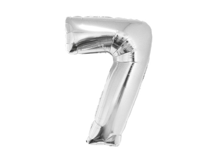 ballon chiffre 7 en aluminium argent 80cm