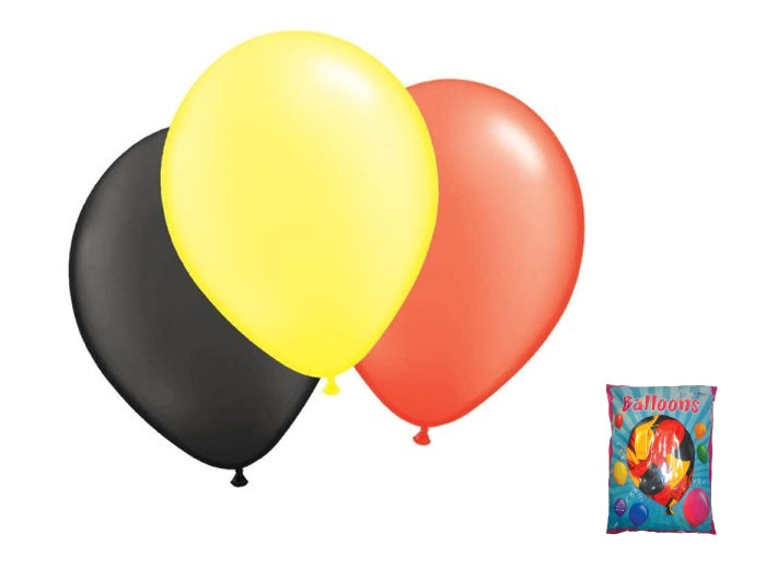 lot de 100 ballons noir jaune rouge allemagne belgique 30cm