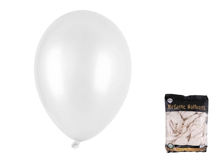 ballon latex métallisé blanc 27cm