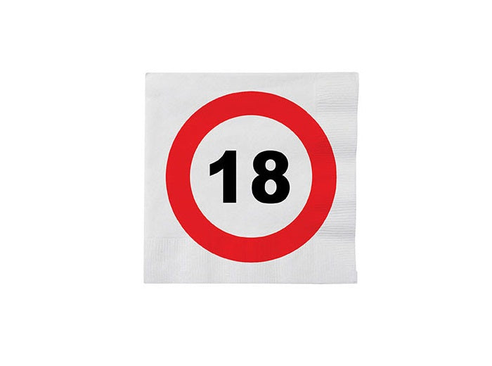 lot de 16 serviettes 18 ans en papier 33cm