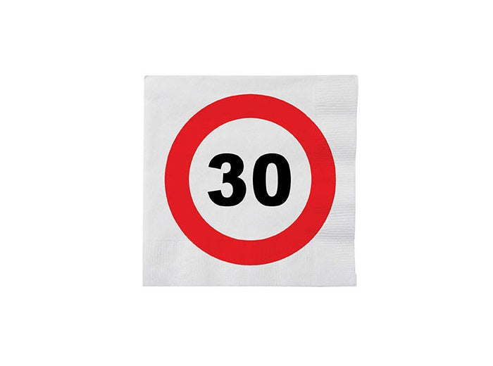 lot de 16 serviettes 30 ans en papier 33cm